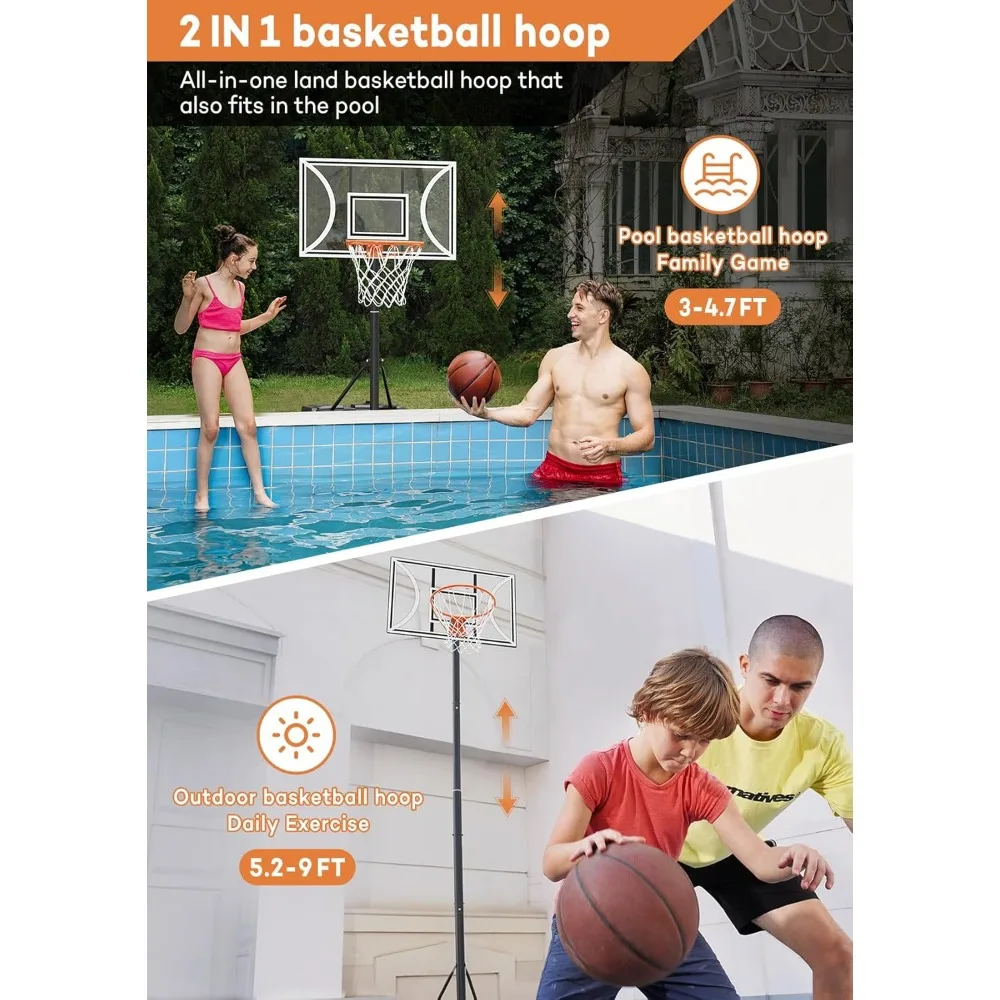 cesta de basquete portátil de altura ajustável para crianças, adolescentes e jovens - ideal para jogos no quintal e no garagem