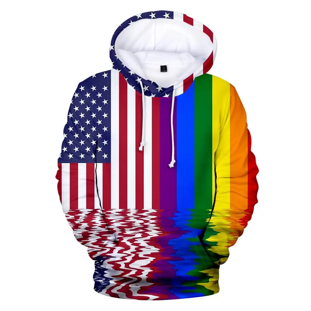 

LGBT Flag Colorful Rainbow 3D Hoodies Sweatshirt for Lesbian Gay Pride Equity Casual Pullover Oversize Hoodie LGBT Women/men