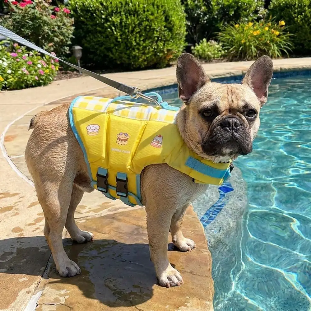 Waterproof Dog Life Jacket Adjustable Breathable Dog Swimming Suit Thick Sponge Pad High Buoyancy Dog Life Preserver Beach