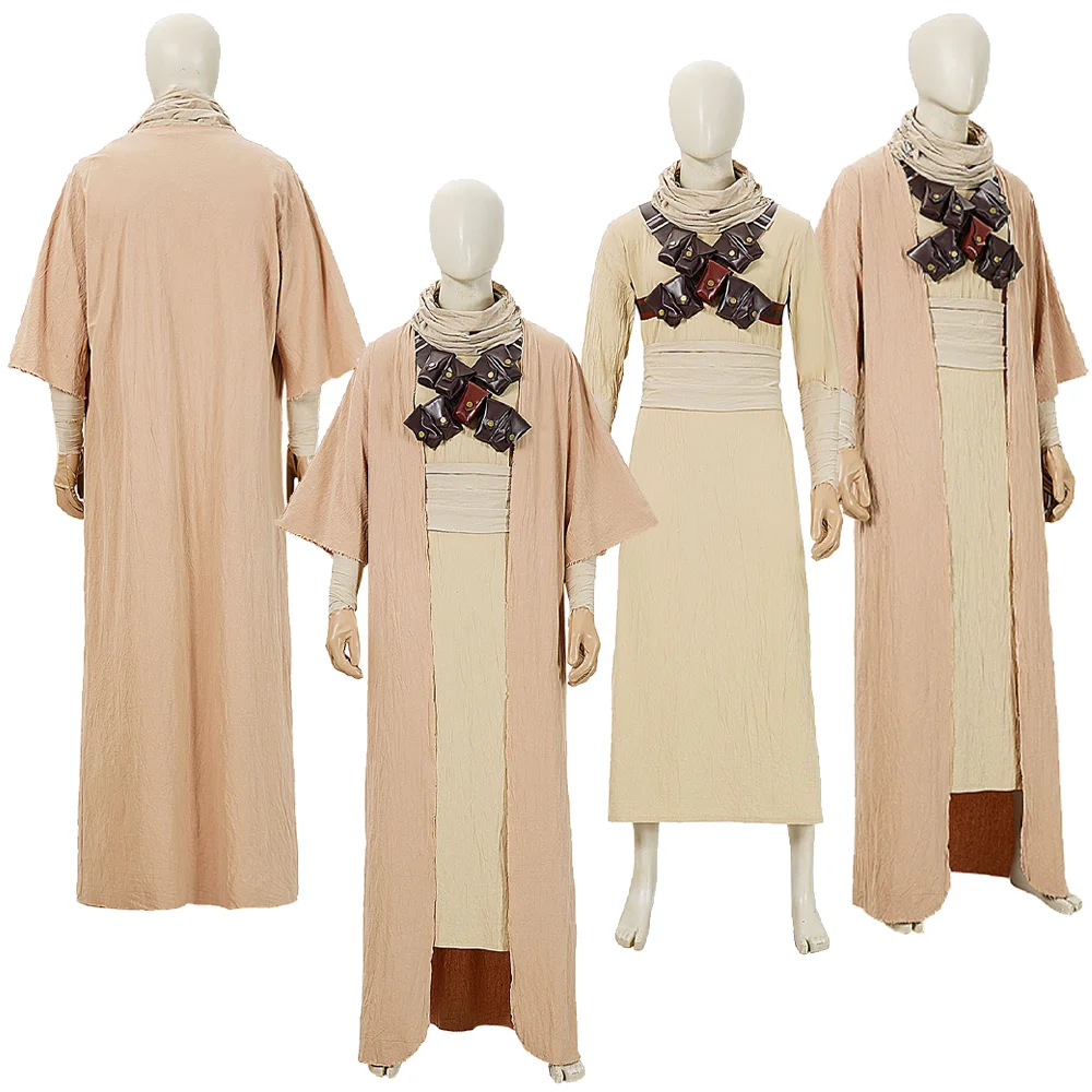 Disfraz de Raider de Cosplay Tusken, atuendo de arena, ropa interior, túnica exterior, arnés de pecho, bufanda para el cuello, disfraz para Halloween y carnaval.