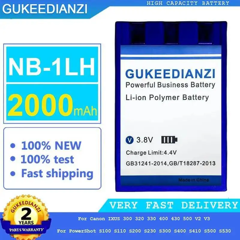 

Battery NB-1LH 2000Mah For Canon Ixus 300 320 330 400 430 500 V2 V3 Powershot S100 S110 S200 S230 S300 S400 S410 S500 S530
