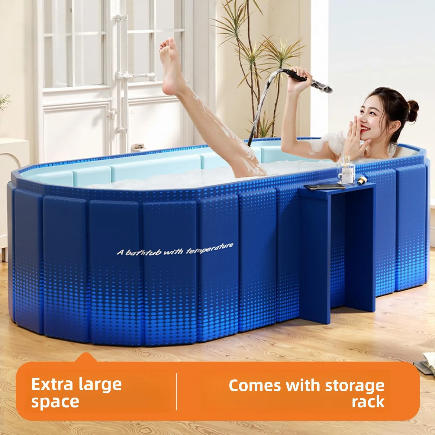 No‑Installation Foldable Bath Tub, Household Full‑Body Soaking Bathtub for Adults & Children