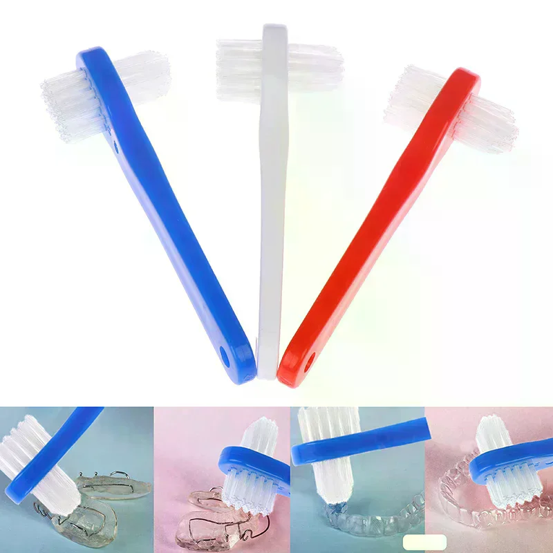 /ACR/Denture Dedicated Brush Toothbrush Dual Head False Teeth Brushes Cleaner T-shape