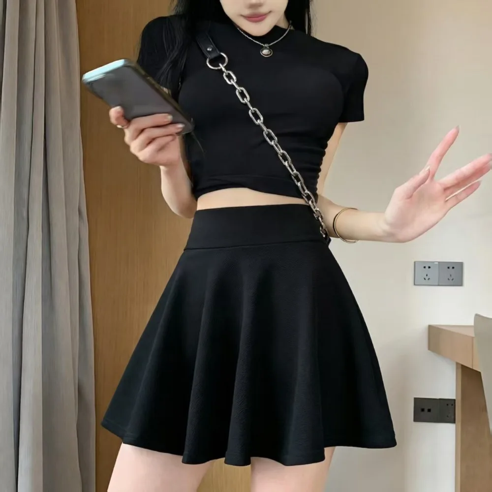 

Fashion Polyester Pleated Skirt Elastic Casual Mini Skirt Half Skirt Women