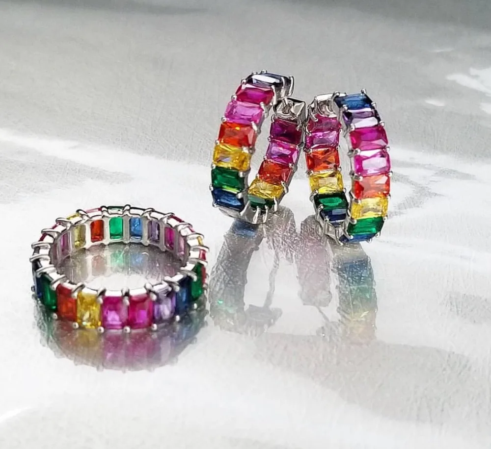 New Rainbow Cz Earr…