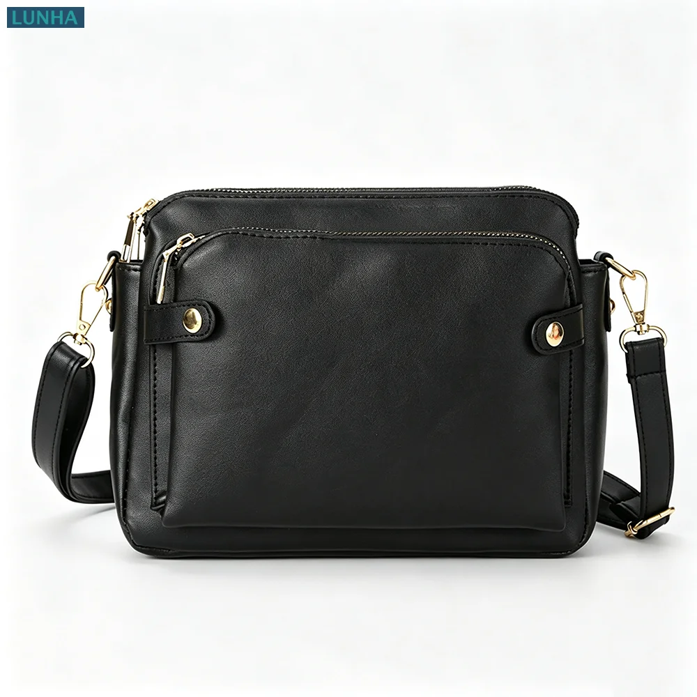 Women Zipper Small Shoulder Bag PU Leather Organizer Crossbody Purse with Multiple Card Slots Cash Pocket for Daily Commute