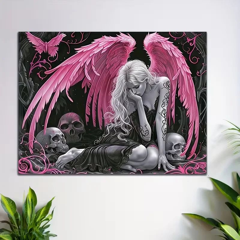1pc Canvas, 2D Flat, Stylish Fallen Angel, Fun Creative Wall Decor for Home Bedroom Kitchen Living Room Bathroom Hotel Cafe Offi