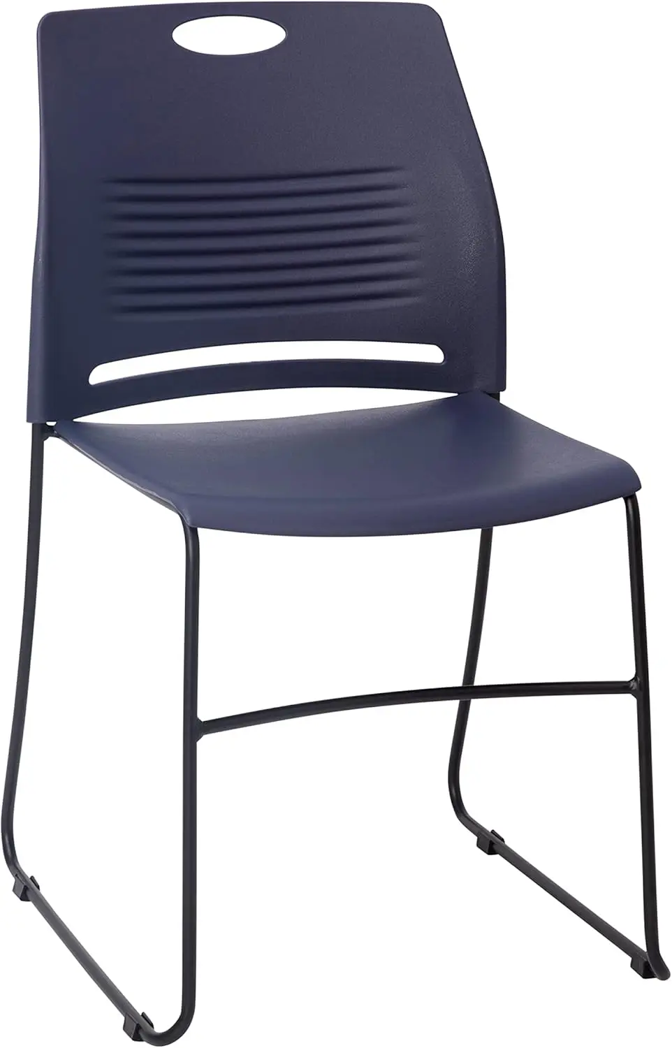 HERCULES Series Commercial Stack Chair - 660 lb. Capacity - Durable Navy Perforated Plastic Back - Black Powder Coated Steel