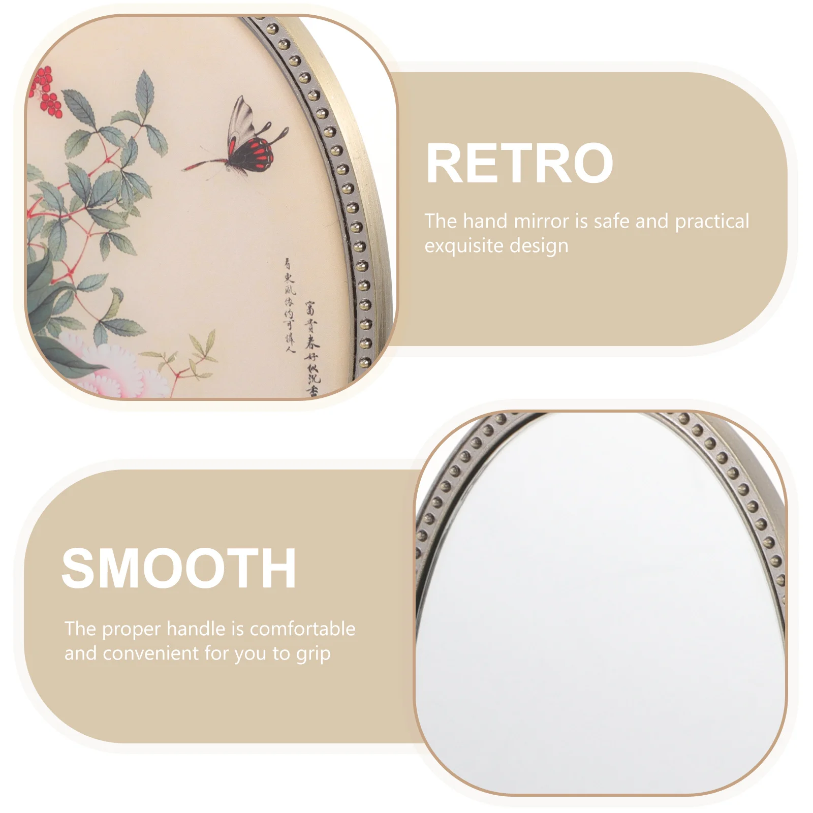 

Handheld Vintage Makeup Mirror Portable Mirror for Women Travel Essential Hand Mirrors with Handle