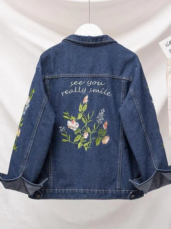 plus-size-women's-embroidered-denim-jaet-loose-fit-autumn-sle-200-pou-student-coat-ear-muffs-faionable-outerwear