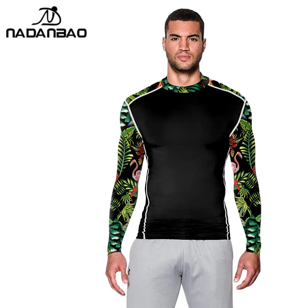 NADANBAO Summer Outdoor Sport Men's Swim T Shirt Long Sleeves Upf 50+ Uv Sunscreen Drying Surfing Beachwear Tops Swimwear