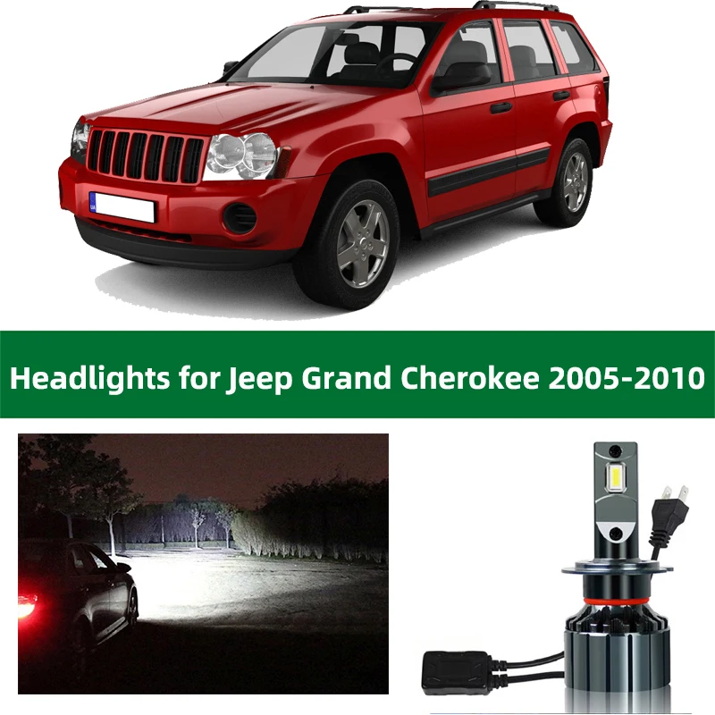 

Автомобильные фары для 2006 2007 2008 2009 2010 Jeep Grand Cherokee, светодиодные фары ближнего света, дальний свет, 12 В, аксессуары для ламп