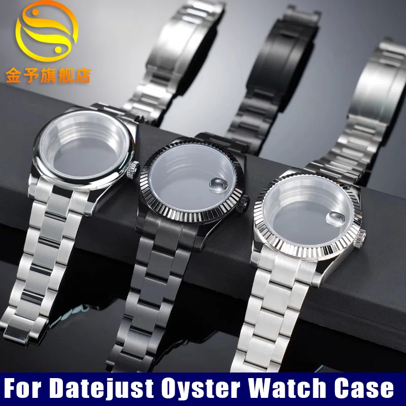 For Rolex Dog Tooth Ring Log Oyster Perpetual Stainless Steel Case 36mm 39mm NH36 NH35 NH34 with Calendar Glass Bezel Strap