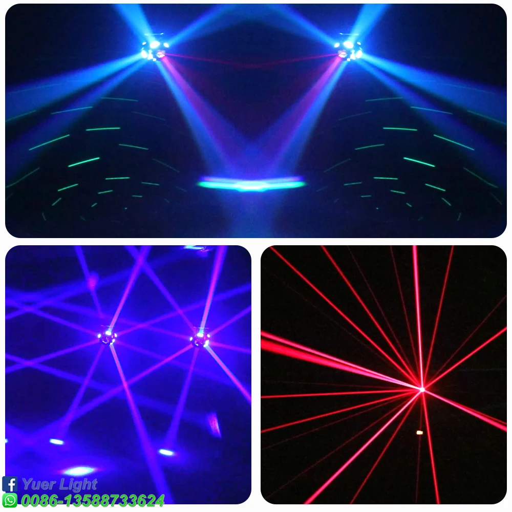 Imagem -06 - Led Moving Head Beam Light Luz Estroboscópica Rotação Dmx Braços Duplos Filmes Cabeças para dj Party Luzes do Laser rg 8x10w Rgbw 4in 1