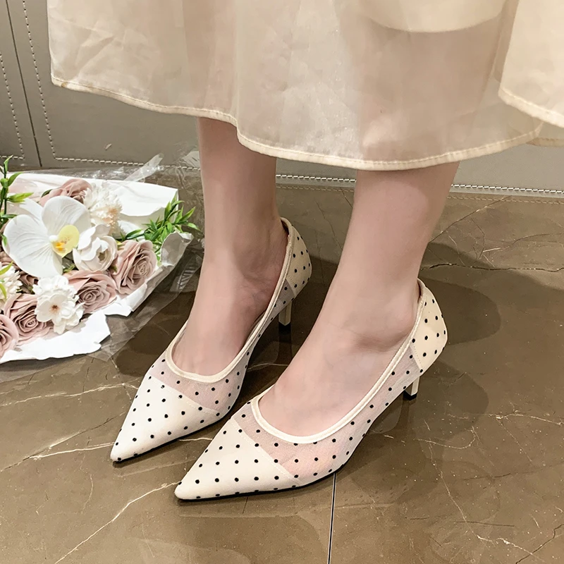 

Temperament Celebrity Mesh High Heels Not Tired Feet 2026 New Pointed Toe Shallow Single Shoes