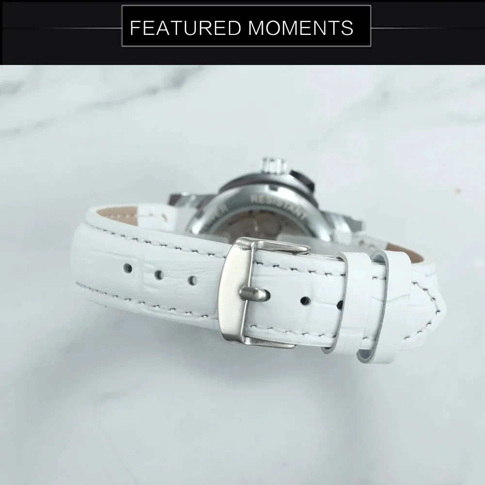 Light Luxury Women's Mechanical Watch, Automatic Winding, Skeleton Movement, Diamond-Encrusted Dial, Leather Strap, Waterproof, Luminous, Simple and Elegant Fashion Wristwatch, a Must-Have for Gift Giving.