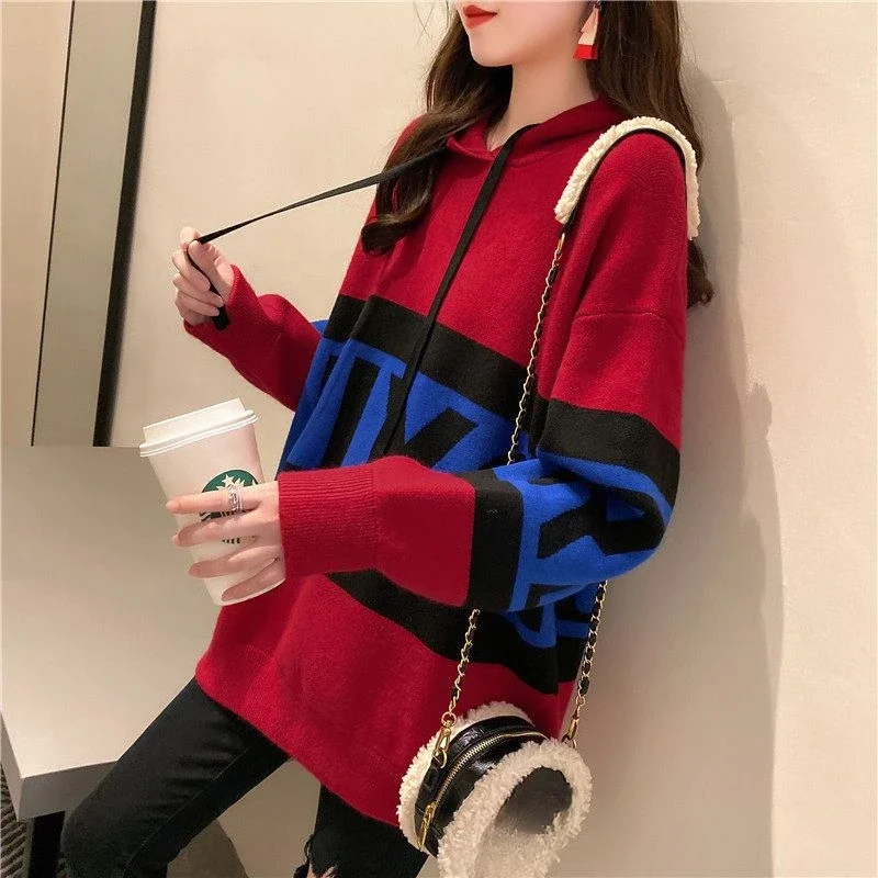 Woman Tops Long Sleeve Thick Hoodies Warm Cold Autumn and Winter Hooded Sweatshirt for Women Korean Popular Clothes 90s Vintage