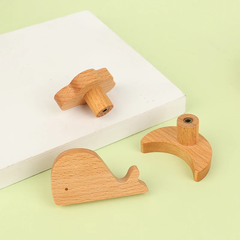 Cute Clouds Stars Wooden Furniture Handles For Cabinets Drawers Door Knobs Kitchen Cupboard Wardrobe Pulls