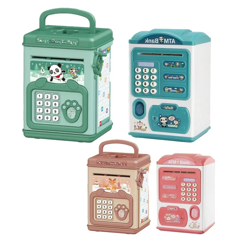 

New Cute ATM Machine Large Capacity Fingerprint Password Cartoon Money Bank with Handle Music Cash Bank Christmas Gifts