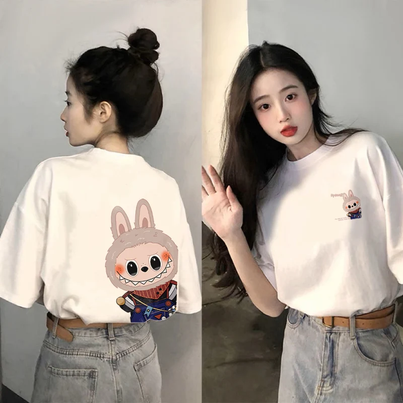 

White Cotton ort Sve T-irt Women's Faionable Summer New Sle Age-Defng f Sve Small Size Versatile Body irt