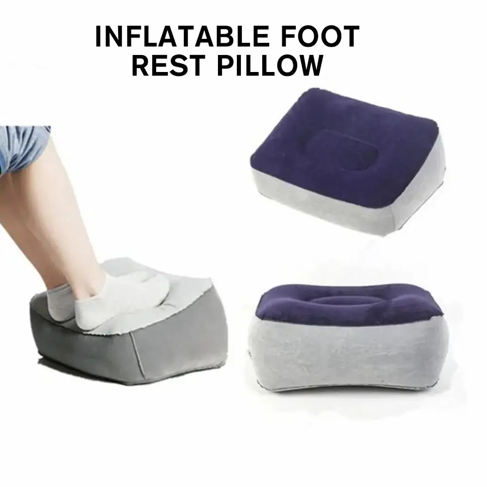 Soft PVC Flocking Foldable Leg Lift Cushion Pillow Travel Pillow Leg Foot Rest Up Inflatable Relaxing Tool Pads Portable Fe O0M0