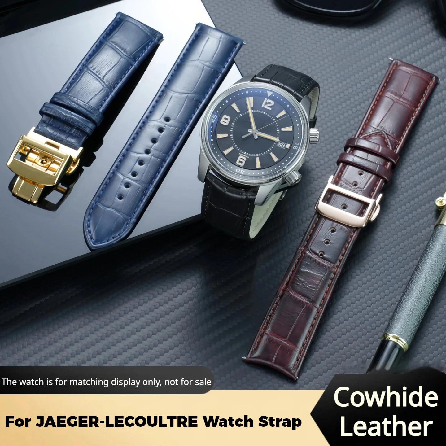 For JAEGER-LECOULTRE Q9068670 908269J Q906868J Q906863J Cowhide Leather Watch Strap Curved Interface Replacement Strap 20 21mm