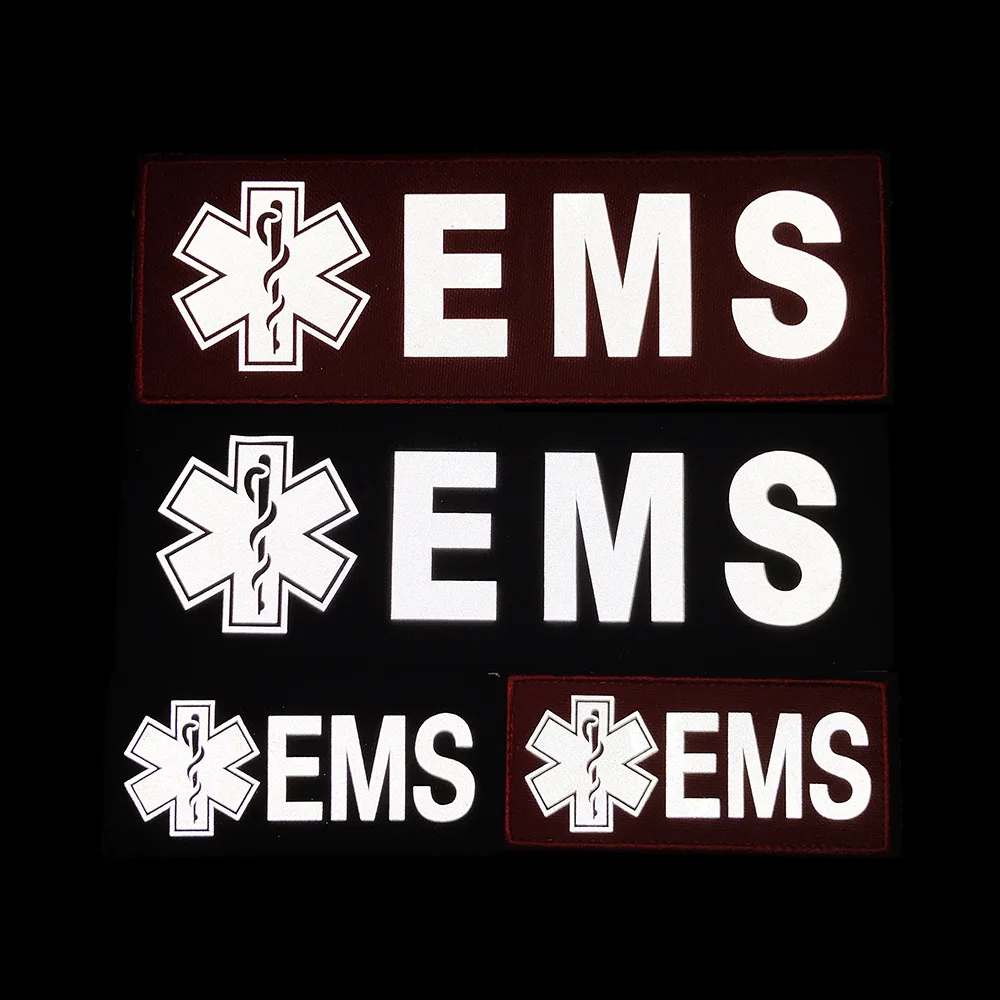 EMS Night Reflective Patch Outdoor First Response Team Emergency Rescue Tactical Military Patch Vest Fabric Patch