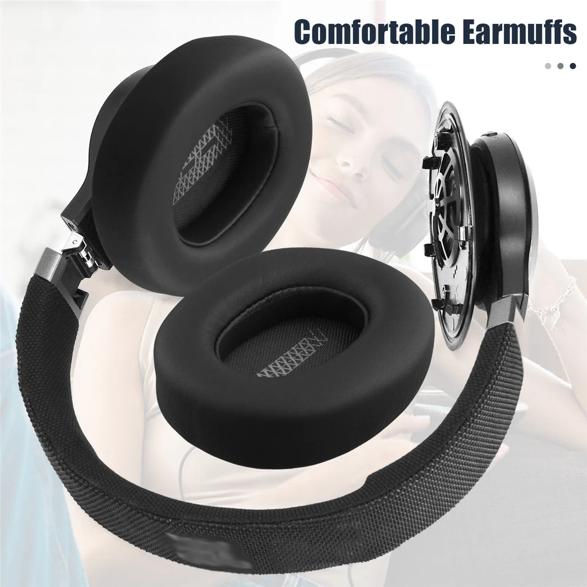 وسائد أذن بديلة من BISM لسماعات الرأس JBL E65BTNC، Duet NC، LIVE 650/660BTNC - أغطية أذن مريحة، وسائد أذن باللون الأسود