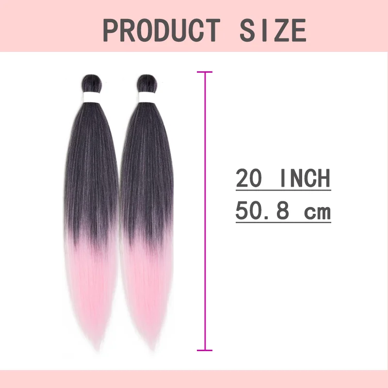 Capelli intrecciati pre-allungati 20 pollici 1 confezione Sintetici con acqua calda Impostazione Capelli sintetici Estensioni dei capelli intrecciati all'uncinetto