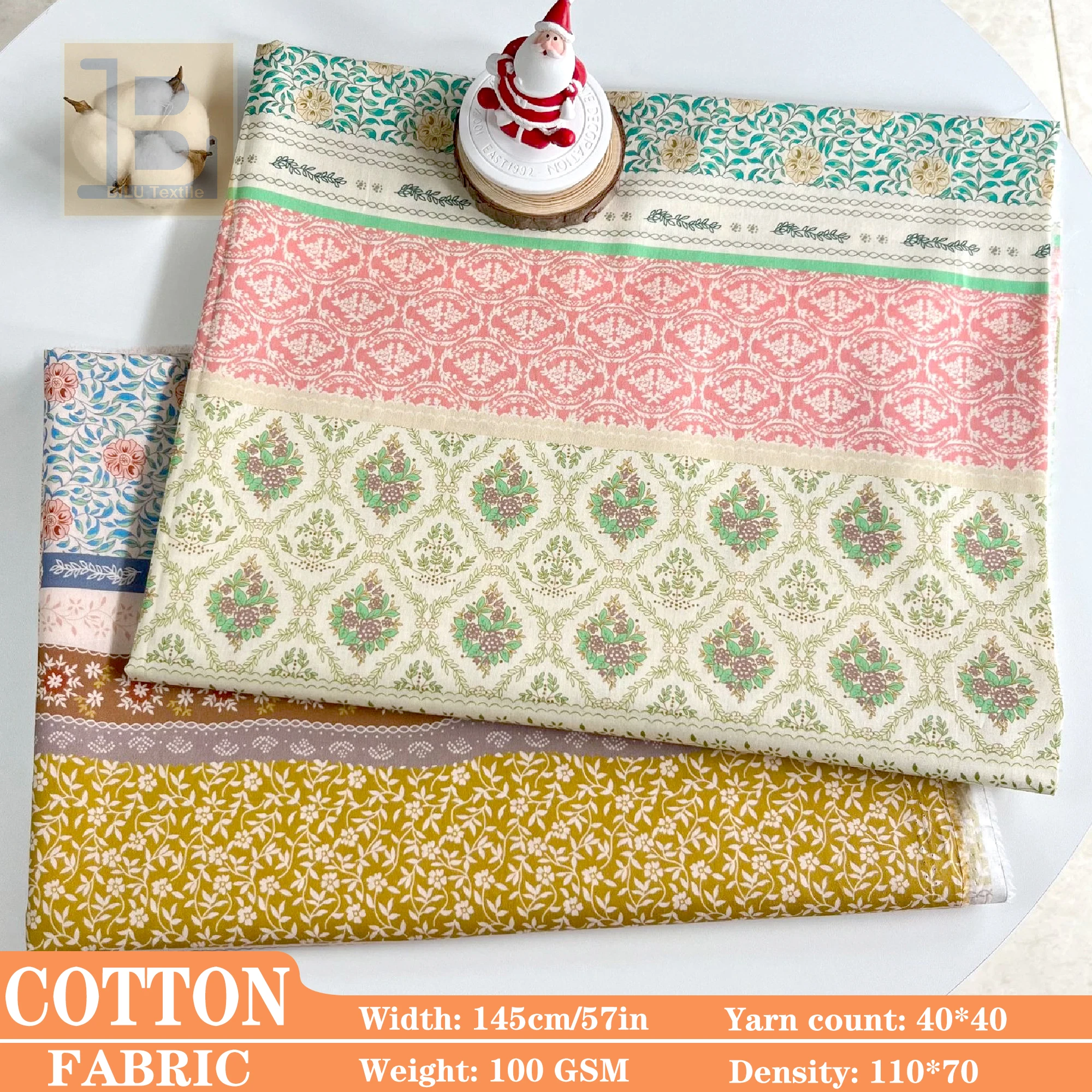 

Полосатая хлопчатобумажная ткань с этническим цветочным принтом 60-х годов, высокое качество для пошивки одежды, шитья своими руками, женской и детской одежды, домашнего декора