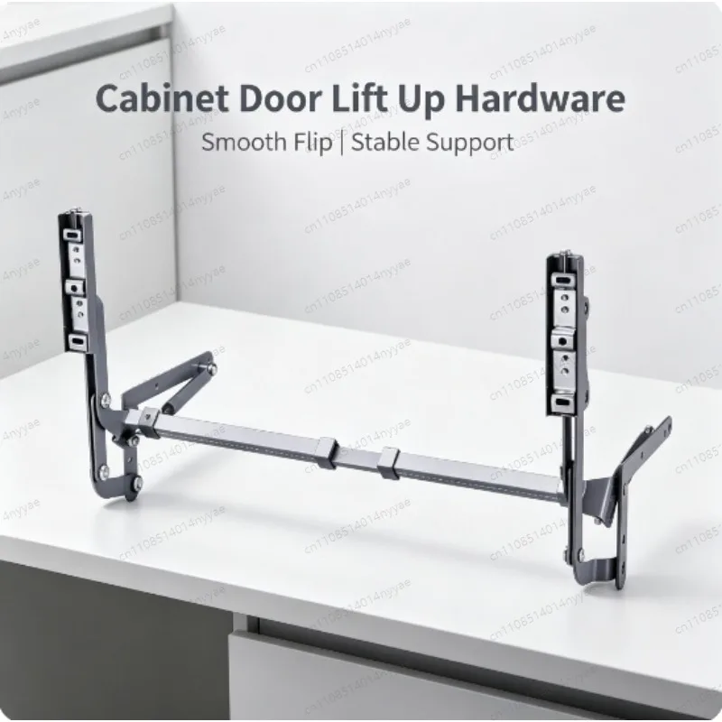 1 set Folding Lift Desk Bracket, Cabinet Door Hinge, Flat Slide Support for Cabinets with Lift Buffer Pneumatic Rod Holder, Suit
