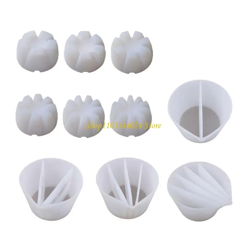 N5KE Silicone Split Cup 2/3/4/5 Chambers Reusable Silicone Pouring Divided Cups10Pcs/set for Fluid Art Acrylic Paint Resin DIY