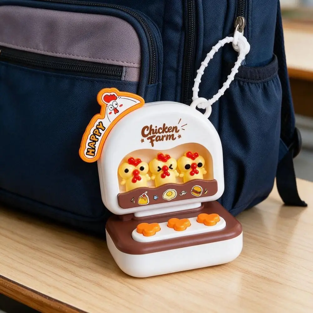 Cartoon Chick Fidget Game Console Key Chain Glowing Sounding Finger Press Stress-Relief Plastic Anti Anxiety Handbag Charms