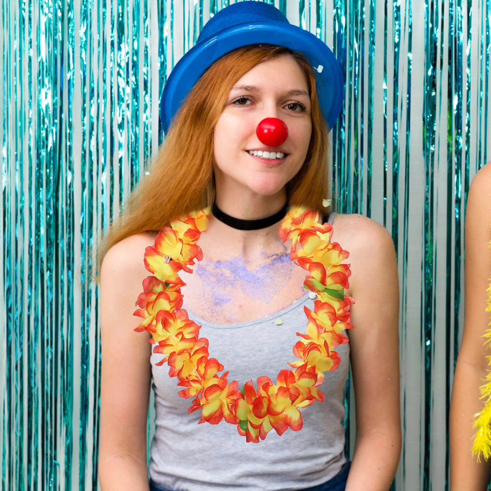 

6Pcs Hawaiian Leis Garland Thickened Artificial Flower Party Necklace Luau Beach Summer Tropical Decorations