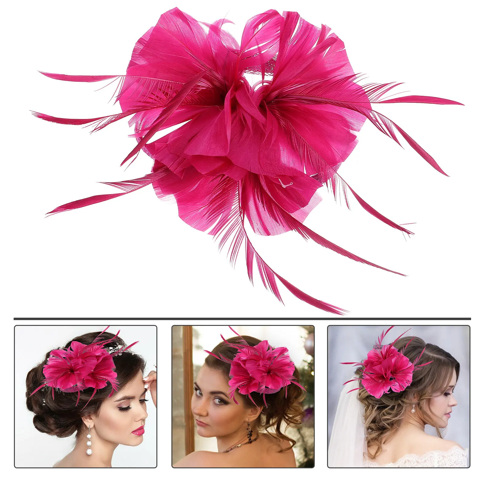 

1pc Plume Headpiece Hair Clips For Women Elegant Lightweight Bridal Side Bangs Barrettes Vintage Festival Prom Wedding Hair