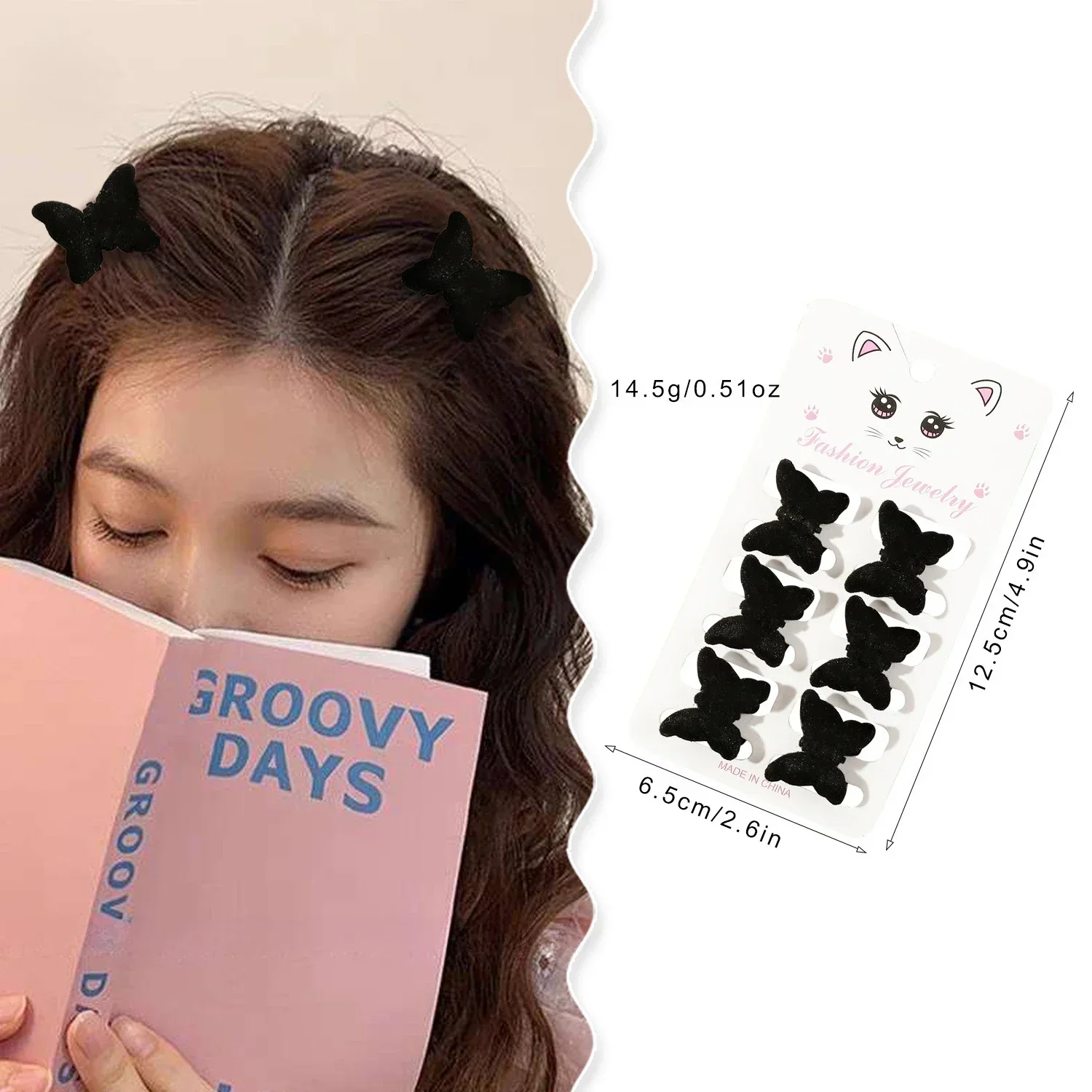 Korean 6pcs/set Mini Black Grab Clip Women Girls Simple Broken Hair Artifact Forehead Braided Hair Clip Hair Bangs Side Clip