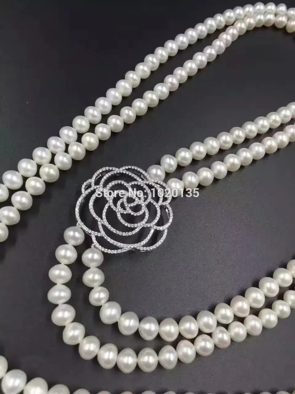 

2rows white freshwater pearl near round 8-0mm necklace wholesale nature beads 28-32inch