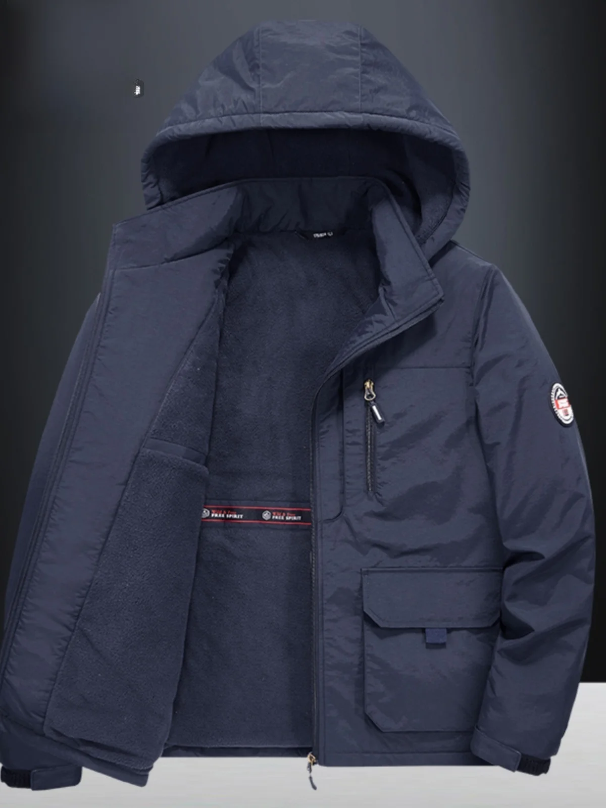 

Pierre Cardin Men's Workwear Jaet Thiened Fce Lined Spring Autumn Winter Loose Fit Windproof Warm Zipper Closure Coat