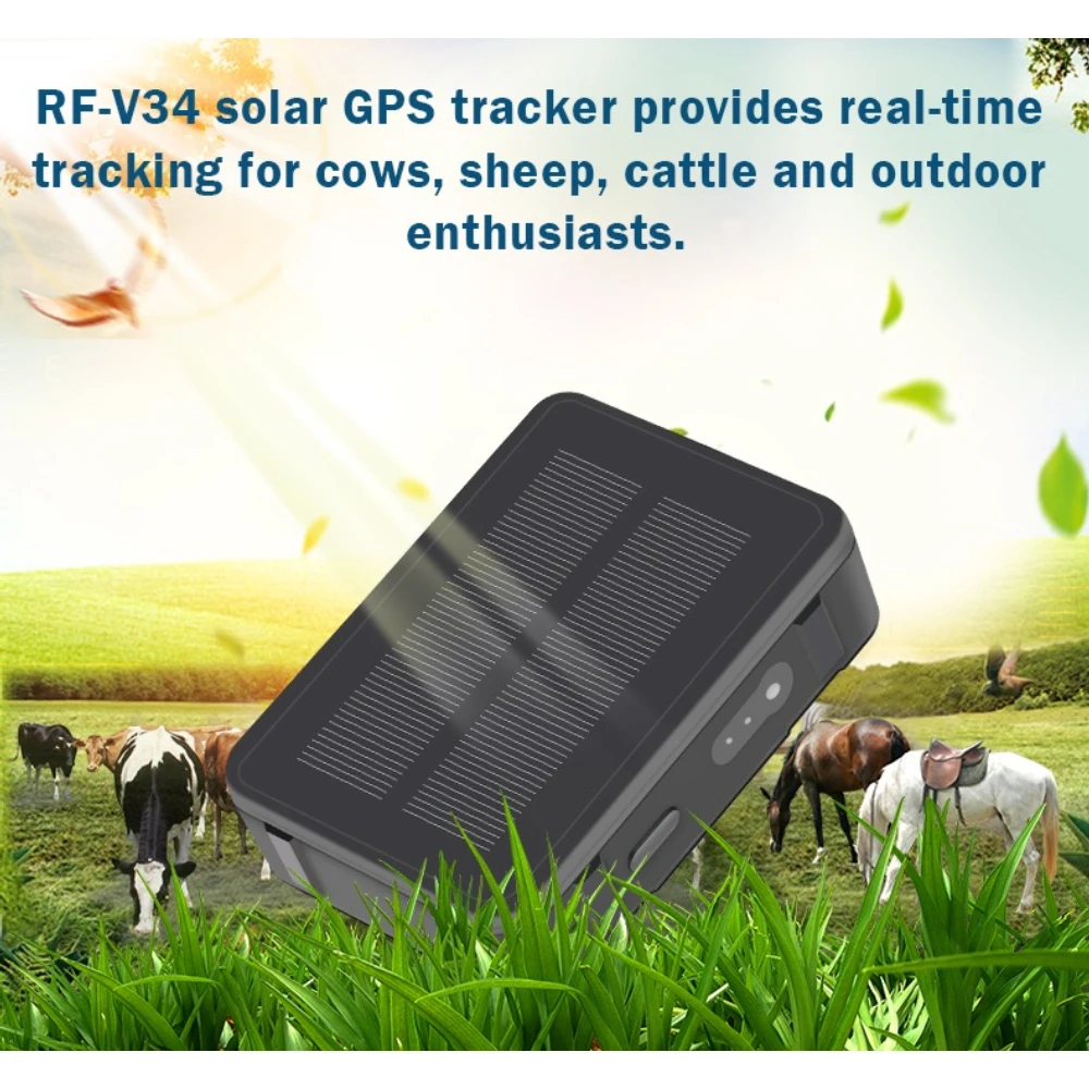2G RF-V34 Solar Power GPS Tracker with 9000mAh Long Standby Strong Magnetic GPS Tracker Waterproof