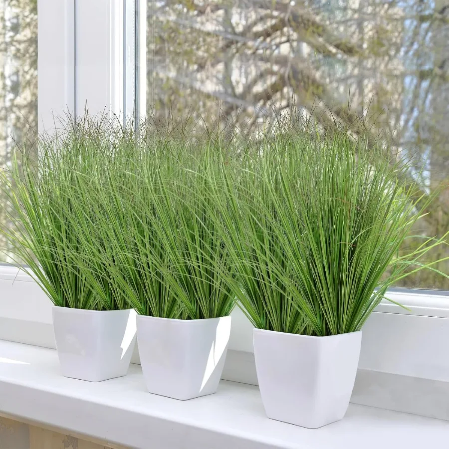 نباتات العشب الاصطناعي في الهواء الطلق 20 حزم عشب القمح المزيف مقاومة للأشعة فوق البنفسجية شجيرات صناعية نبات البصل الأخضر العشب الاصطناعي #3