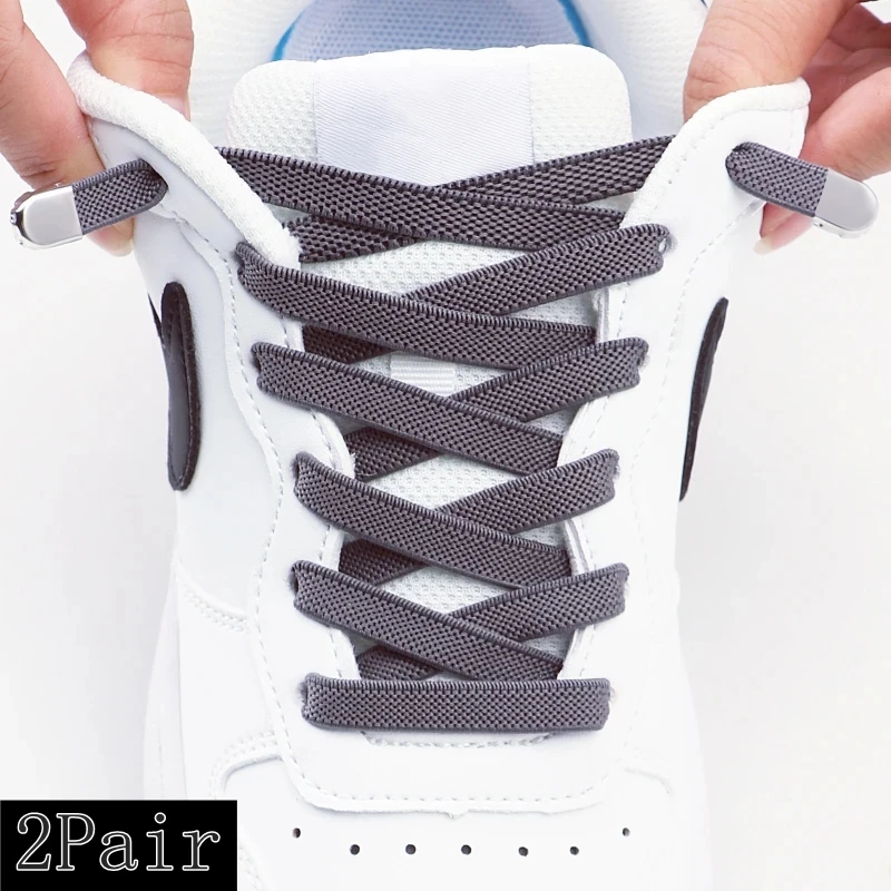 2 paar Neue Elastische Schnürsenkel Turnschuhe Keine Krawatte Schnürsenkel 8MM Breite Flache Schnürsenkel Ohne Krawatten Kinder Erwachsene schnürsenkel Schuh Zubehör