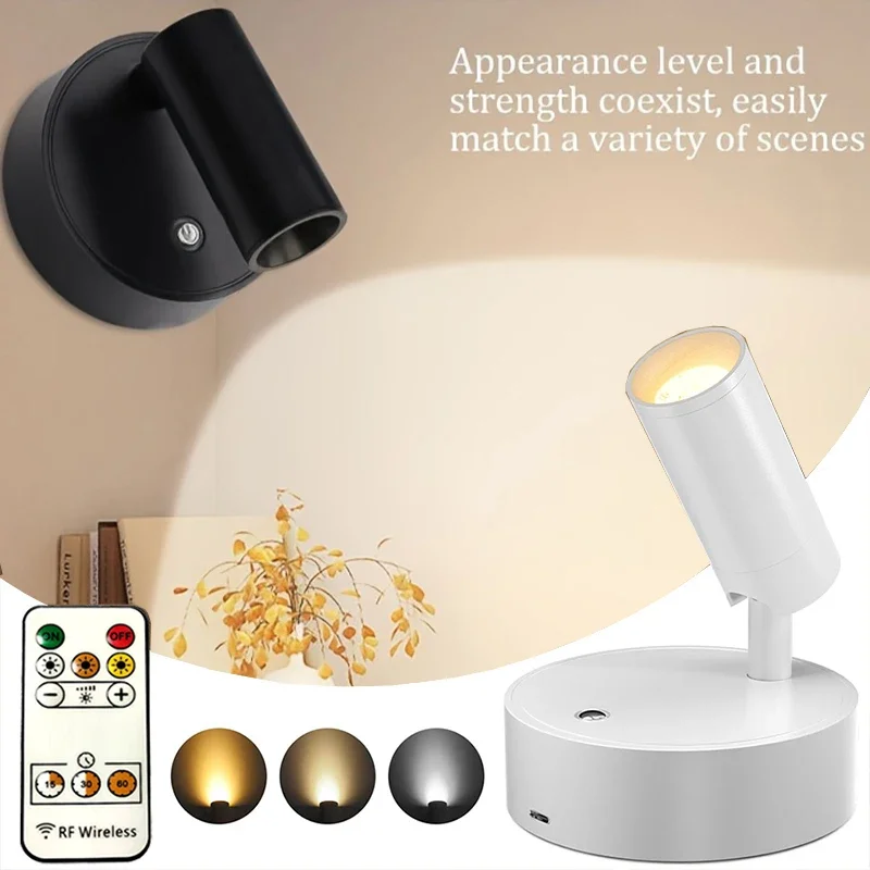 

Rechargeable LED Night Light 360° Rotating Magnetic Table Desk Lamp Wall Light 3-Color Dimmable Bedside Reading Lamp No Drill