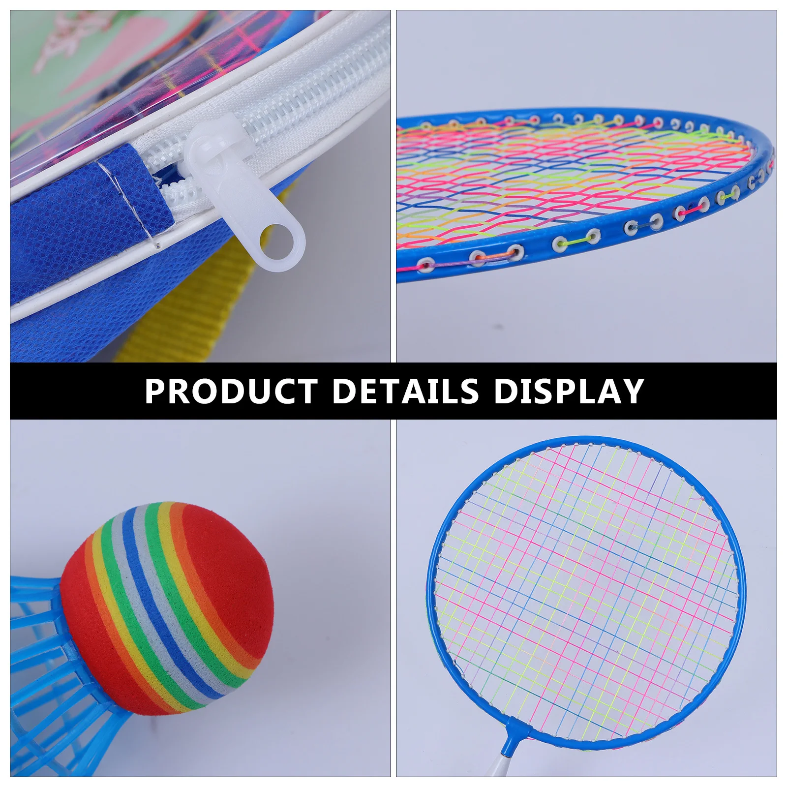 Badminton Racket Set Iron Alloy Lightweight For 3-12 Years Wide Surface Easy Grip Outdoor Sports Starter Kit