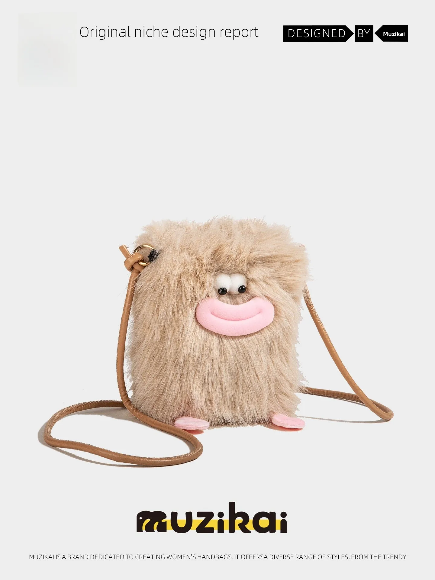 

MuziKai 2025 New Women's Plush Mobile Phone Bag Cartoon Design Crossbody Bag Fashionable And Versatile Small Bag