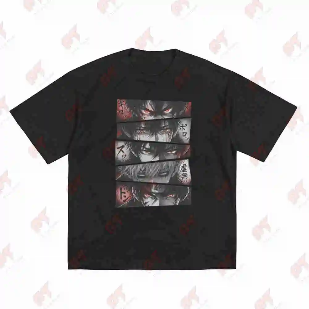 Anime Eyes Manga Panel Japanese Streetwear Dark Aesthetic Short Sleeve Tee 100% Cotton T-Shirt