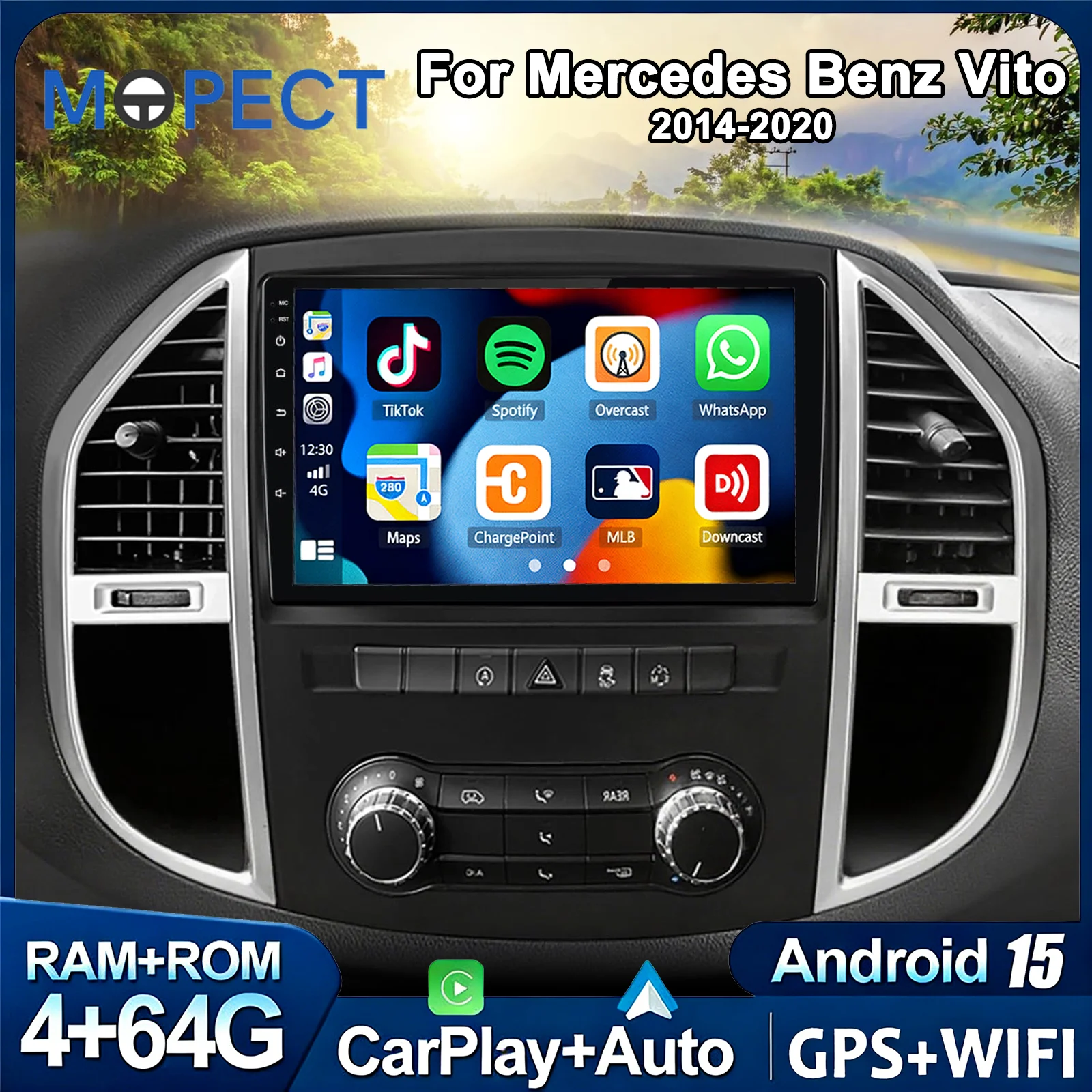 MOPECT DAB+ Wireless CarPlay Android Auto Autoradio für Mercedes Benz Vito W447 2014-2020 GPS Multimedia 2-DIN-System Stereo