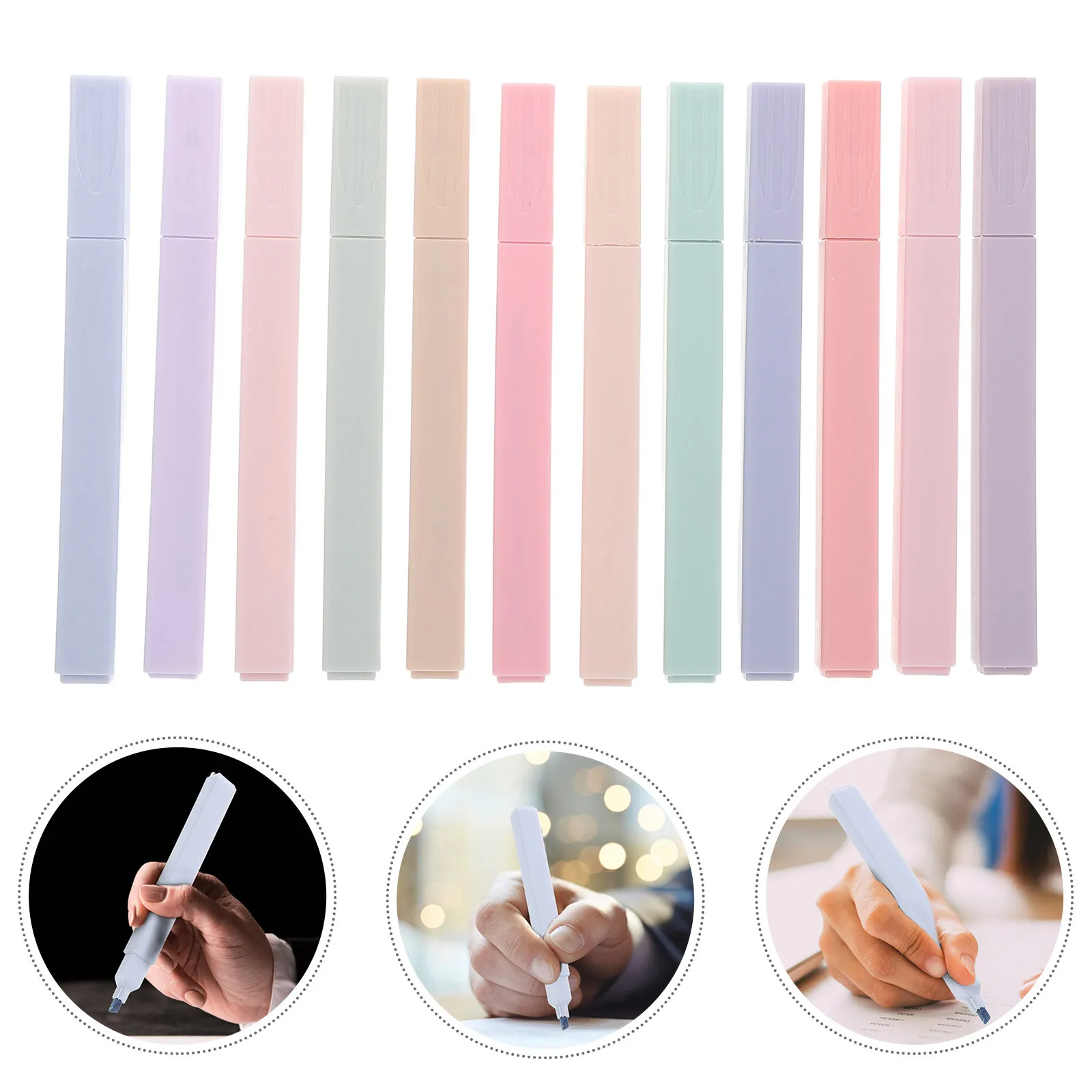 

12Pcs Fluorescent Pens Chisel Tip Pastel Multicolor Highlighters No Bleed Soft Tip Long Lasting Ink for Students Professionals