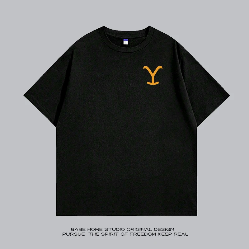 oversize-trendy-brand-short-sleeve-t-shirt-pure-cotton-round-neck-half-sleeve-heavyweight-print-design-casual-style-spring-2025