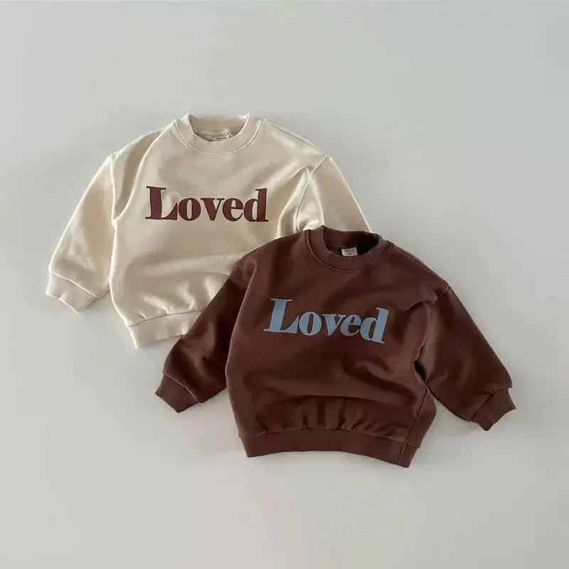 Autumn New Baby Long Sleeve Sweatshirt Boys Girls Cotton Loose Pullover Infant Toddler Letter Print Casual Tops Children Clothes