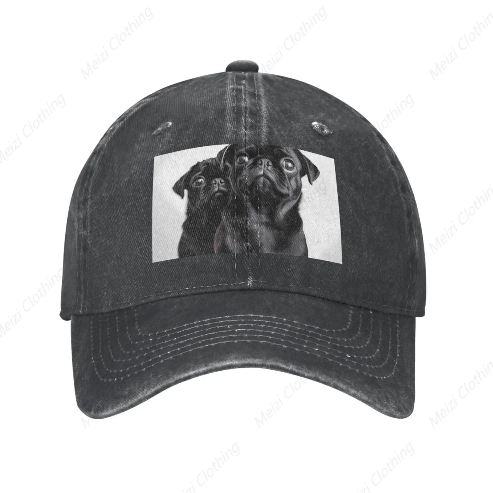 

Golf Dad Hat Adjustable Baseball Cap For Men And Women Cute Black Pug Dog Enthusiast Gift Truck Cowboy Hat